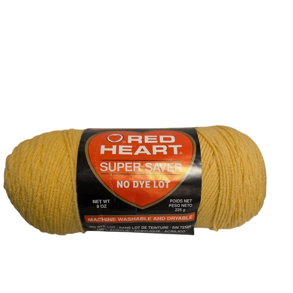 Red Heart Super Saver‎ Yarn 320 Cornmeal Yellow Worsted Weight 8oz Acrylic Skein
